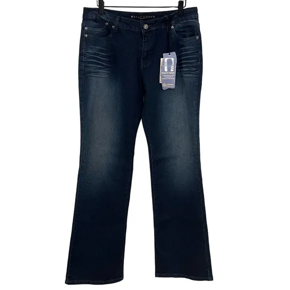Salt Works Medium Rise Boot Cut Jeans Dark Wash Size 8 New - Image 6