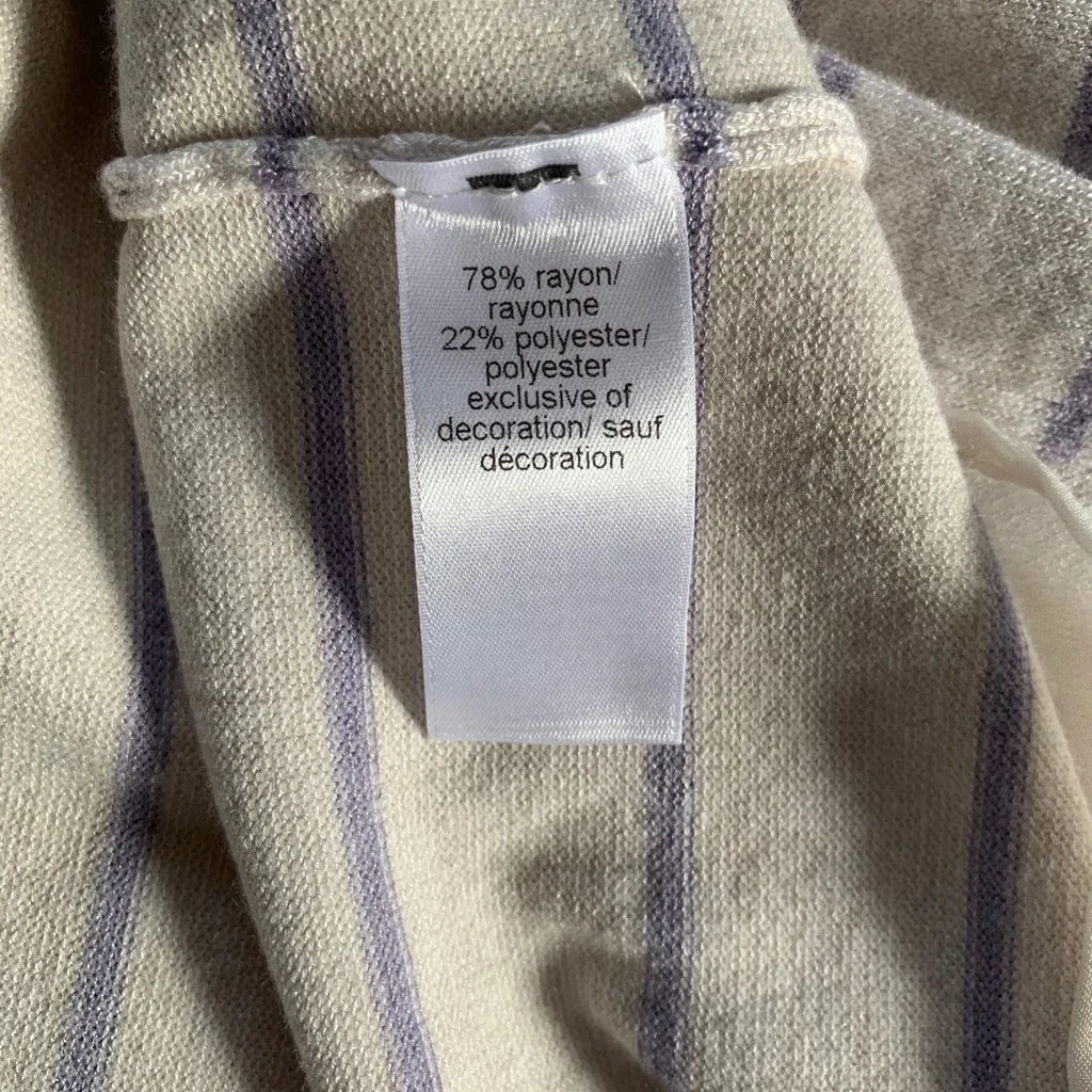 Maurices Shirttail Striped Blouse Sweater Size Medium Purple/Cream - Image 7
