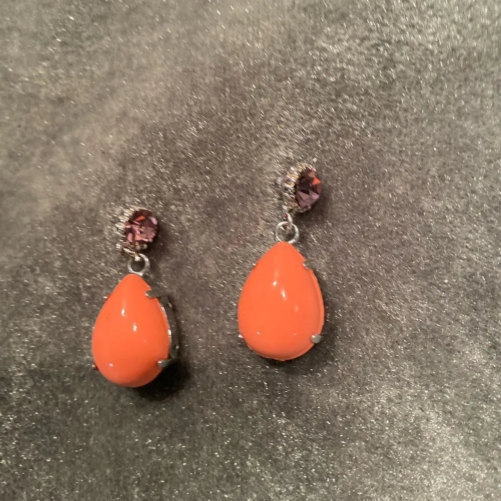 #410 BOUTIQUE Orange and Amber Stone Drop Earrings - Image 4