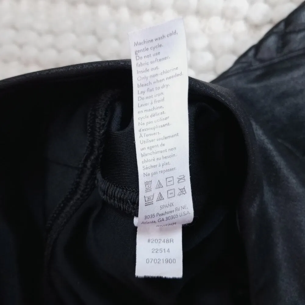Spanx Quilted Faux Leather Leggings Black Moto Sz Medium - Image 9