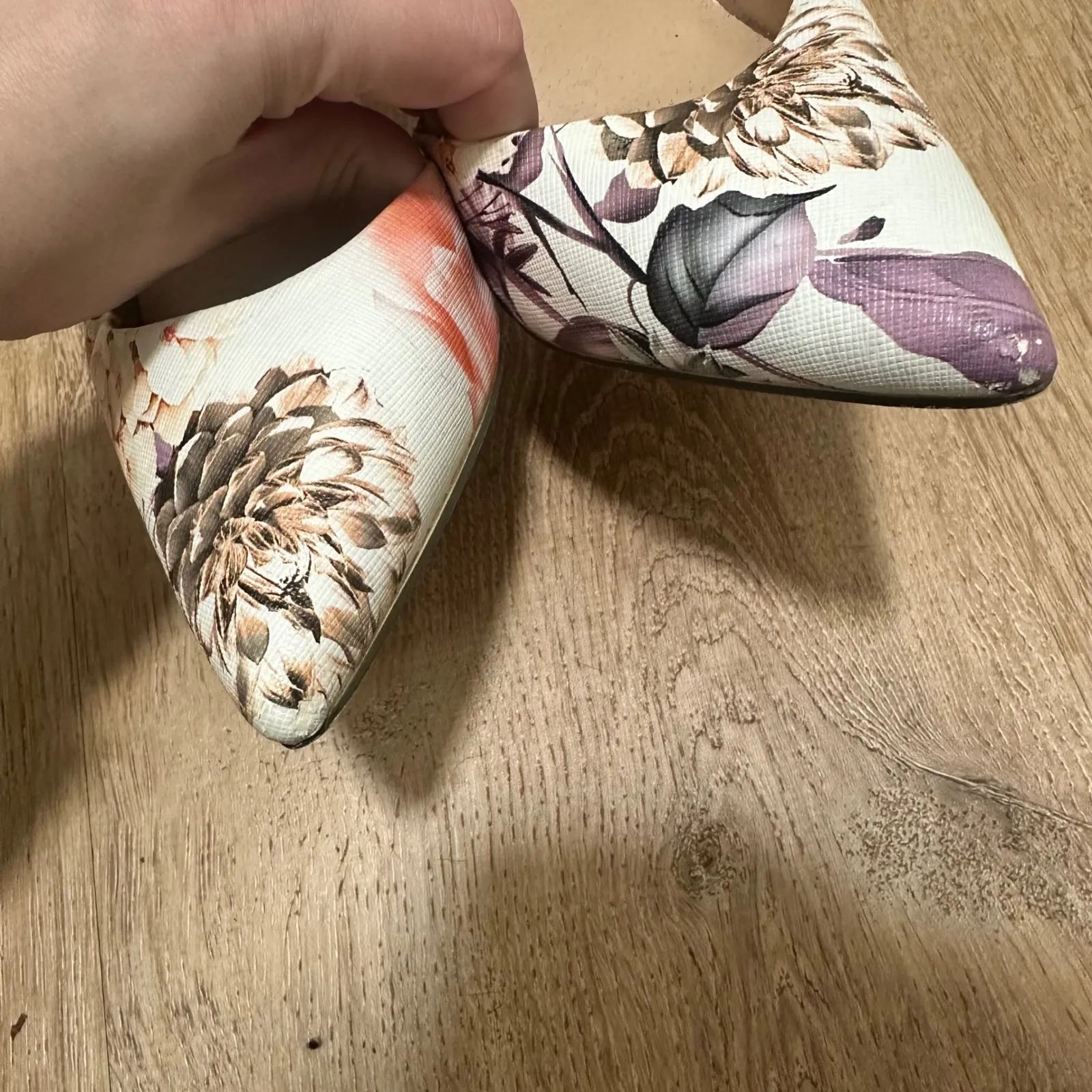 JUSTFAB | Women's Multicolor Floral Faux Leather Pointed Toe D Orsay Heels, 7 - Image 5