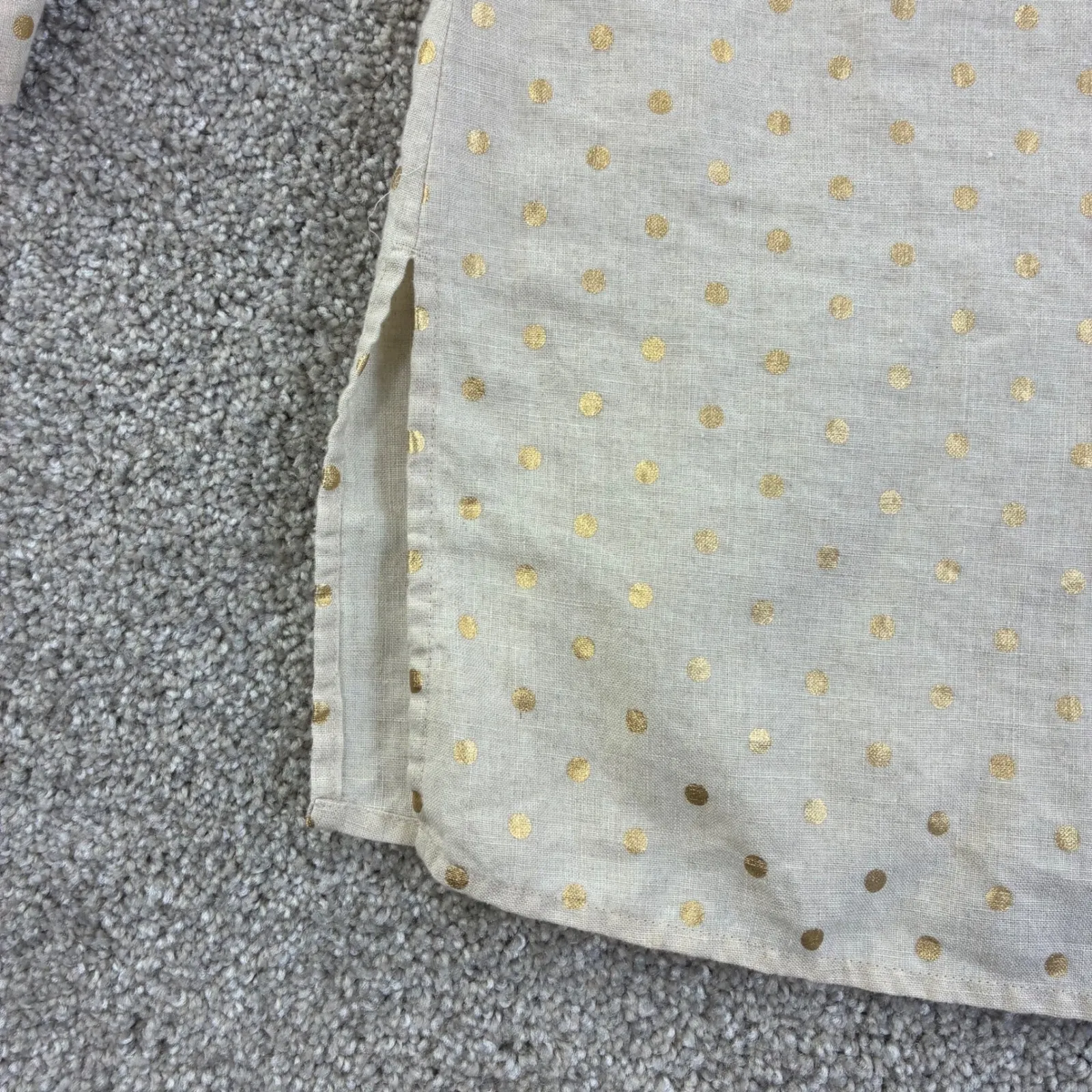 Charter Club Womens XL Beige Gold Dot Linen Button Up Tunic Retro Casual Resort - Image 7