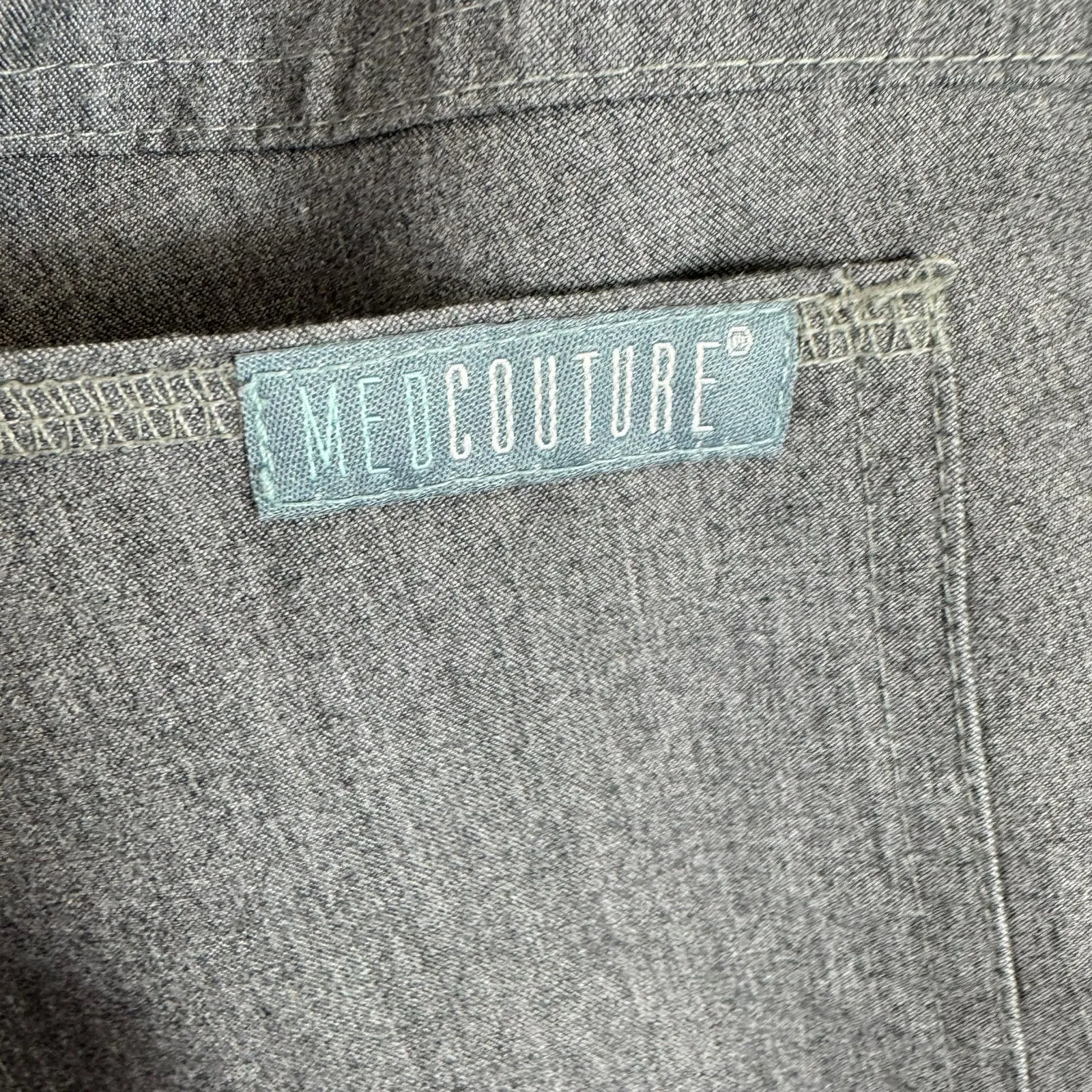 MED COUTURE Touch Gray Slat Heather Drawstring Jogger Scrub Pants Size XSP - Image 6