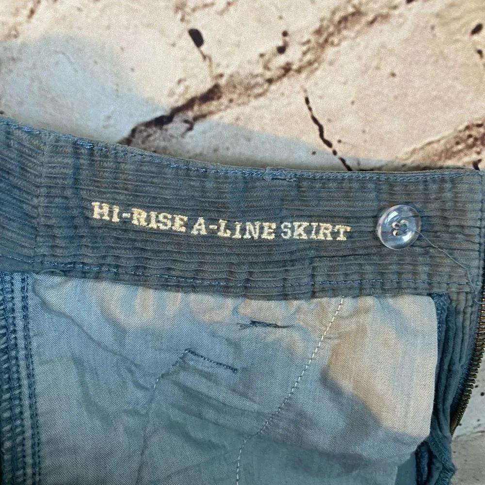 American Eagle Corduroy Mini Skirt Full Zip Steel Blue Womens size 4 High Rise - Image 6