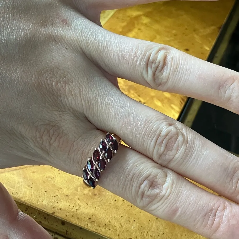 Anthill Garnet Sterling Silver Rose Gold Vermeil Ring Size 10 - Image 3