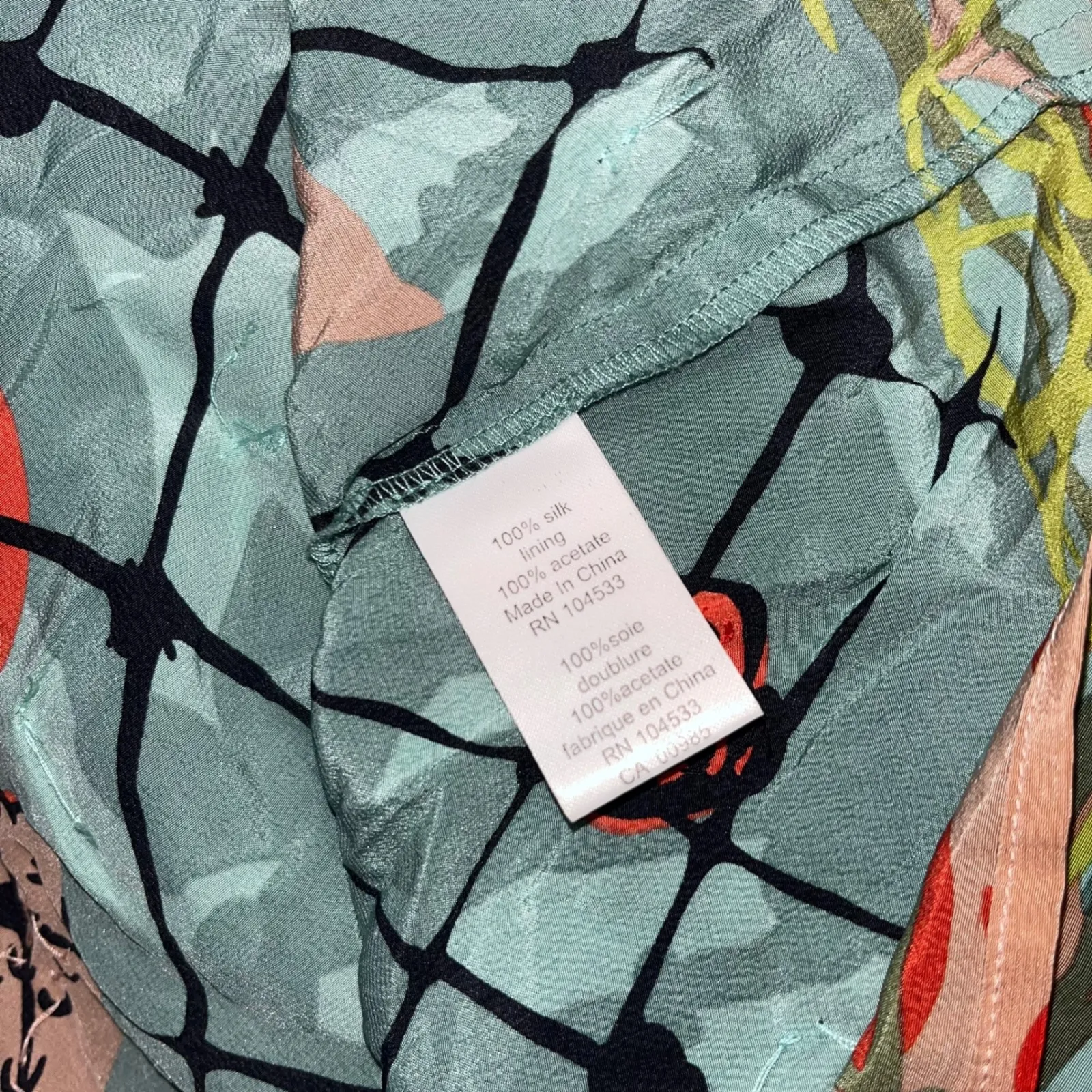 Nanette Lepore Women's Blue Fish Print Silk Puff Sleeve Square Neck Mini Dress 2 - Image 5