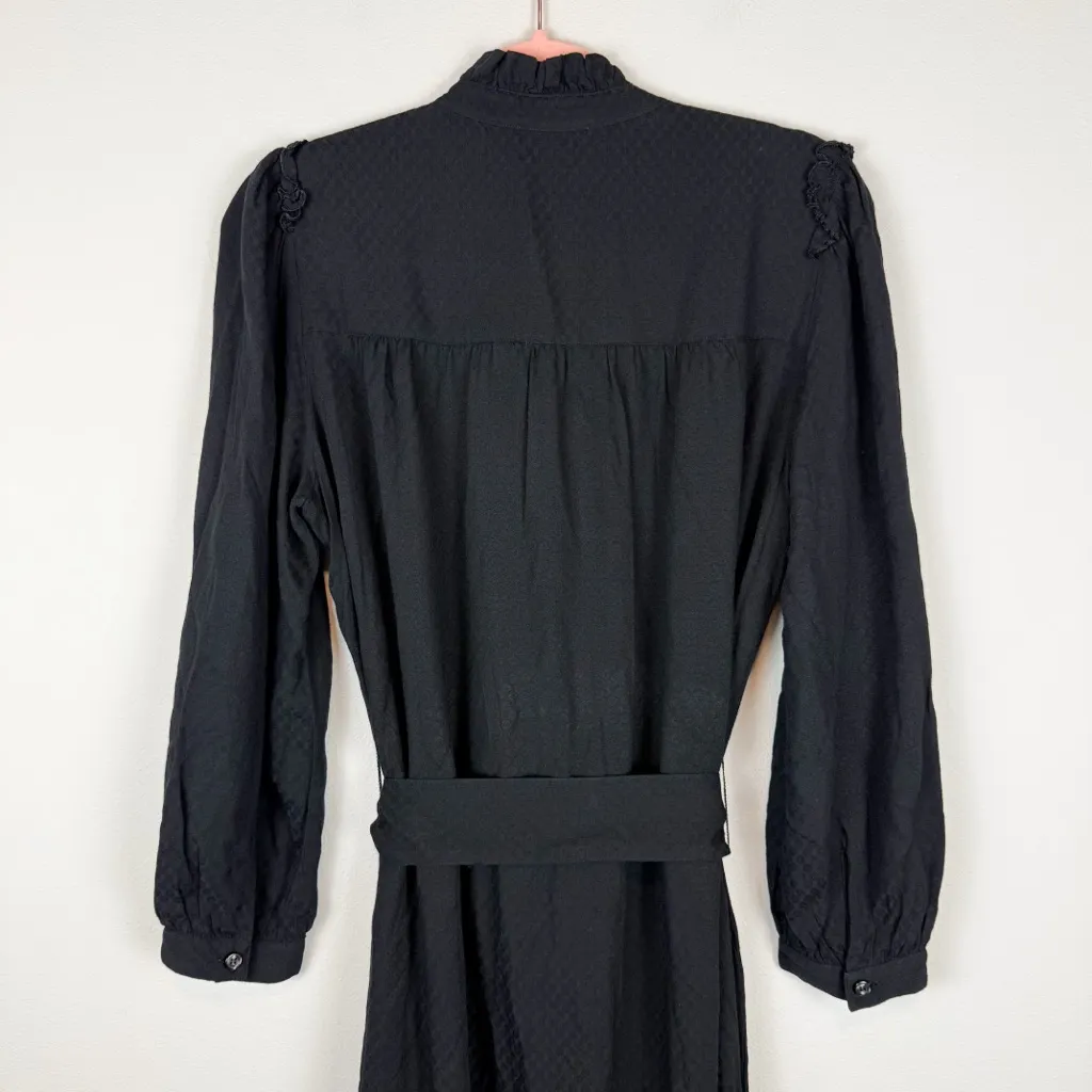 G. Label by GOOP Tizzie Midi Shirtdress Long Sleeve Black Buttob Up Size 8 Rare - Image 8