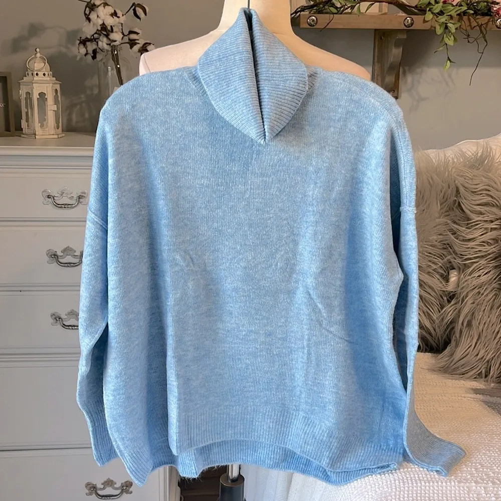 Vince Camuto Turtleneck Sweater Blue Pullover Womens Small - Image 7