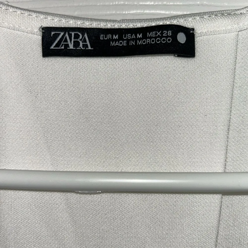 Zara Midi Off White Stretchy Dress(Size Medium) - Image 7