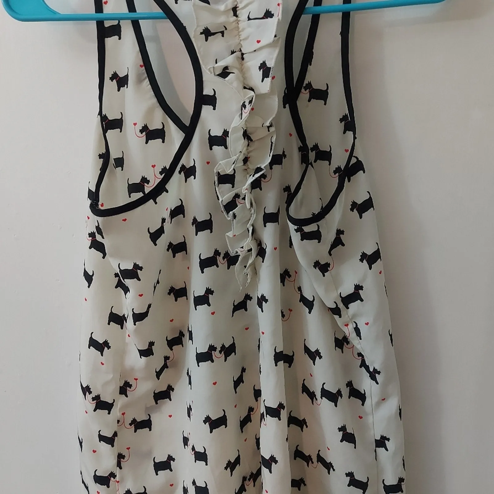 Candie's Scotty Dog Sleeveless Ruffled Racerback Tank S Classic Preppy Coquette - Image 2