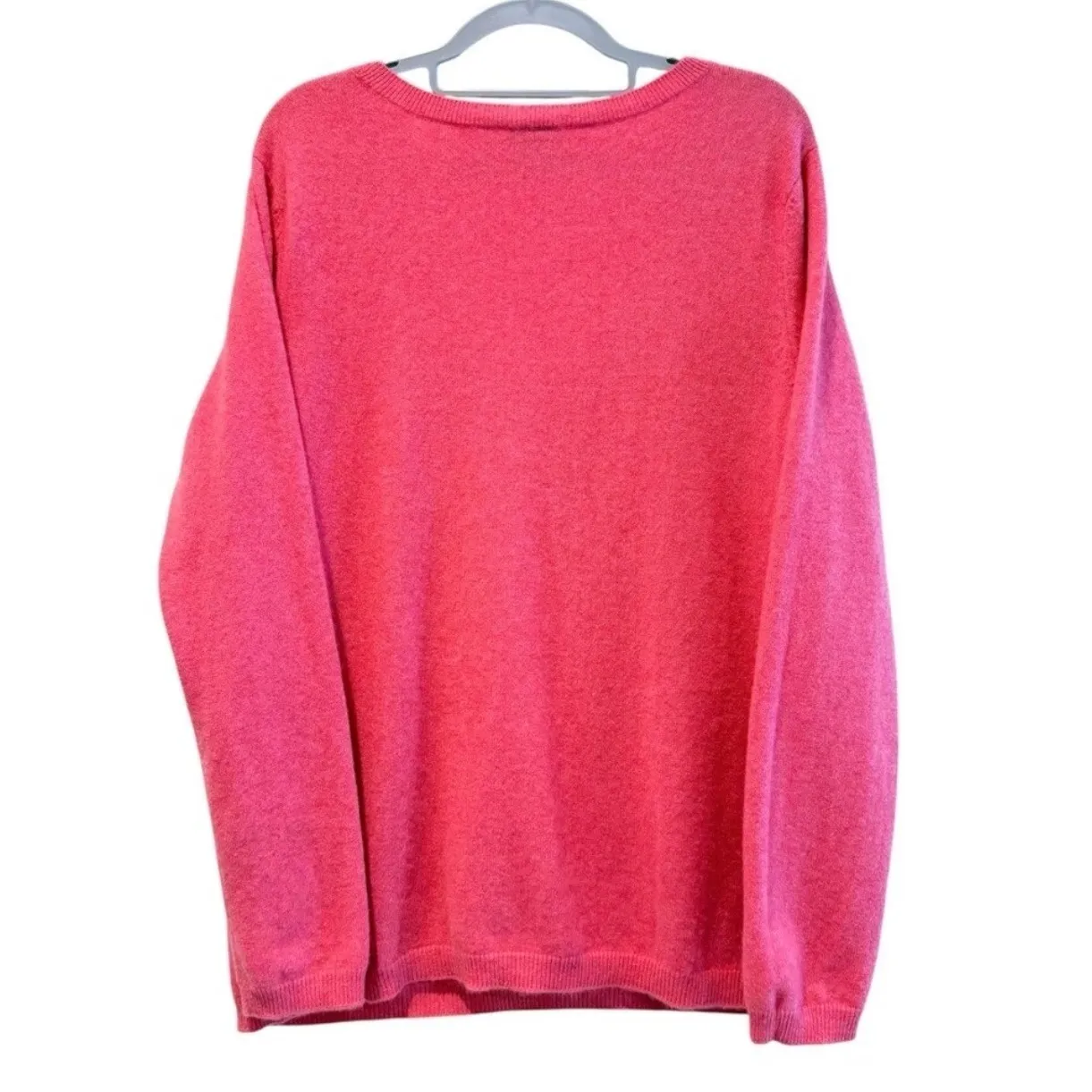 Talbots Pure Cashmere Sweater Coral Pink U Neck Womens Long Sleeve XL - Image 3