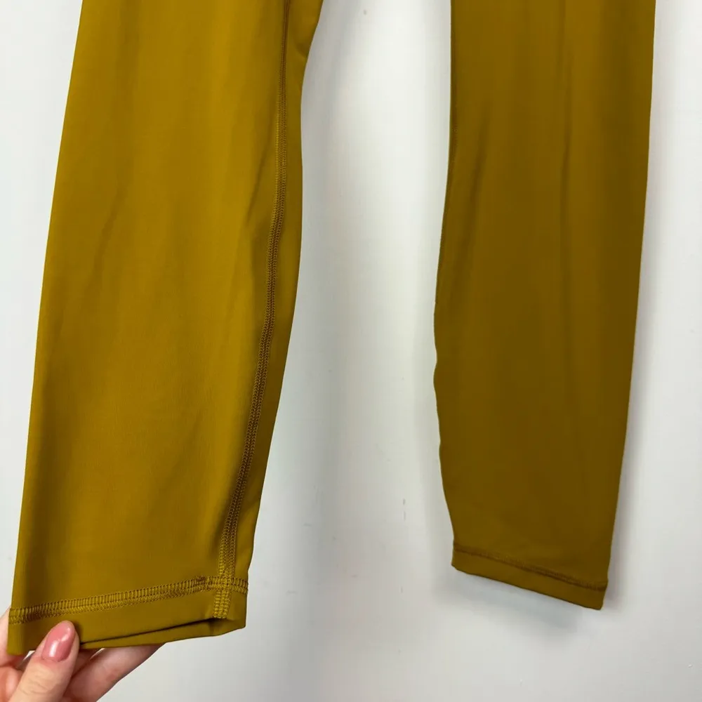 Lululemon Power Thru High Rise Leggings Sz 8 Gold Spice Side Pockets - Image 11