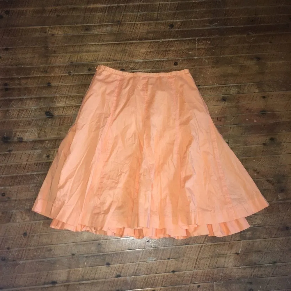 Garnet Hill 6P tangerine sherbet layered lightweight flare skirt - Image 3