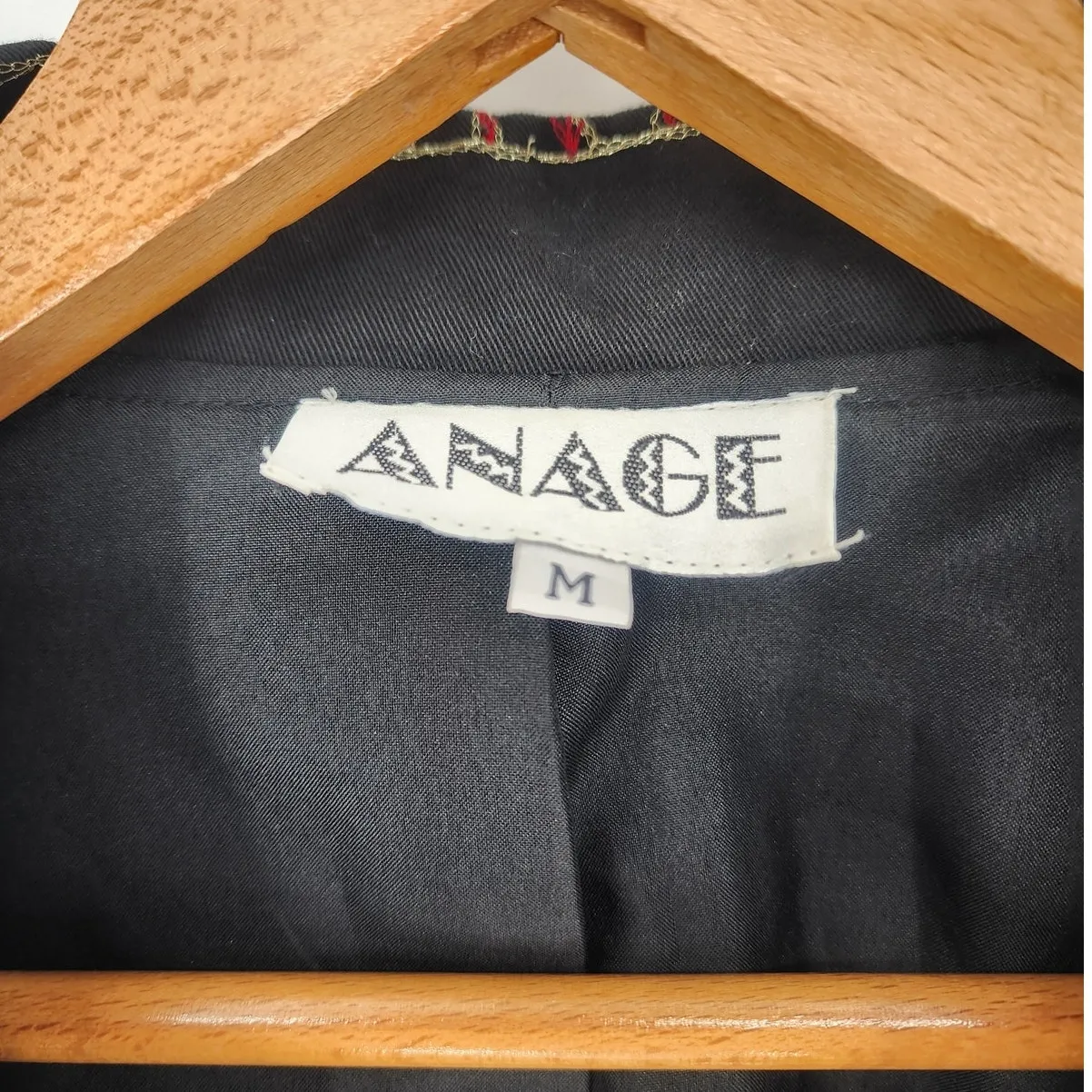Vintage Anage Black Embroidered Patchwork Blazer Women’s Size Medium - Image 3