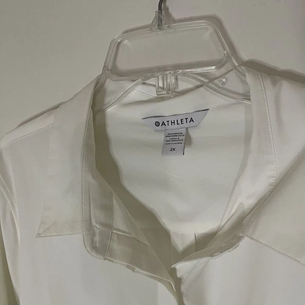 ATHLETA White outdoor button down long sleeve collar top 2X - Image 2