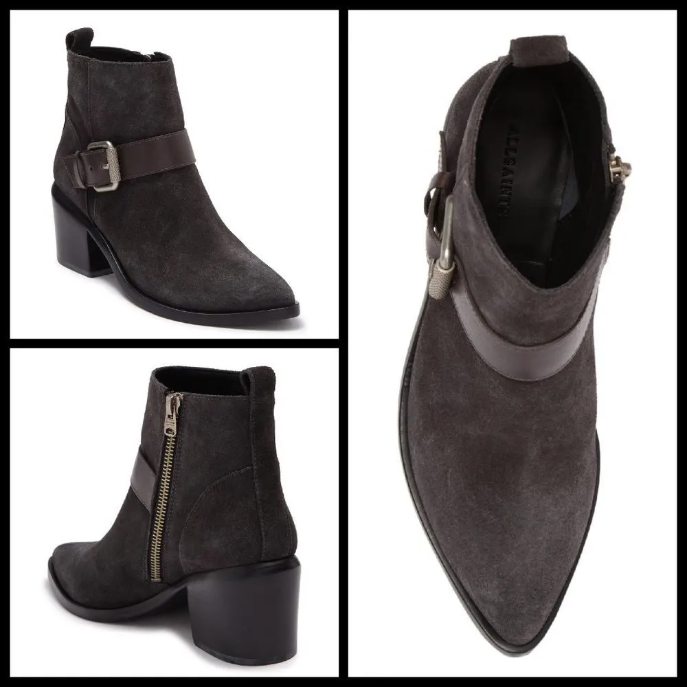 💕ALLSAINTS💕 Jason Buckle Ankle Boots Dark Grey - Image 3