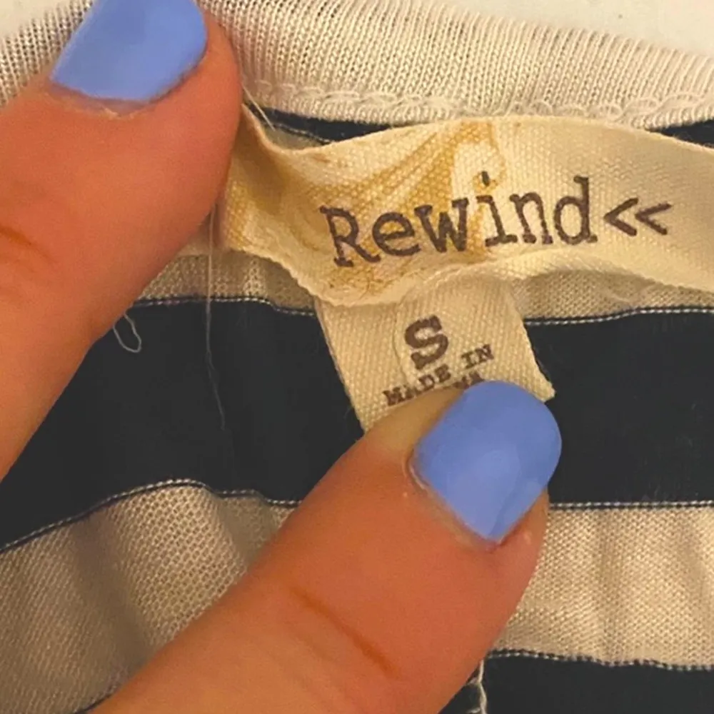 Navy & White Striped Flowy Tank Top - Image 3