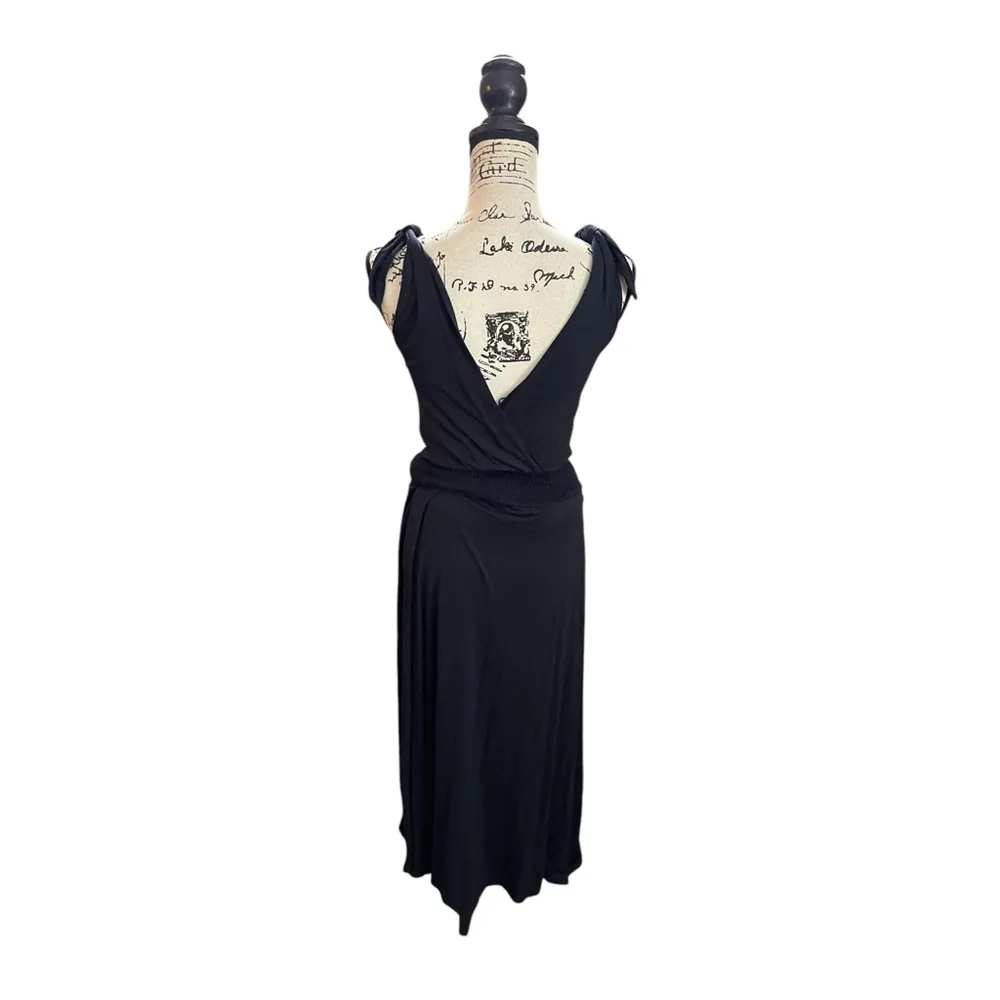 Lulus Maxi wrap Dress Surplice Neckline Navy Blue Size Small Formal Tie Straps - Image 4