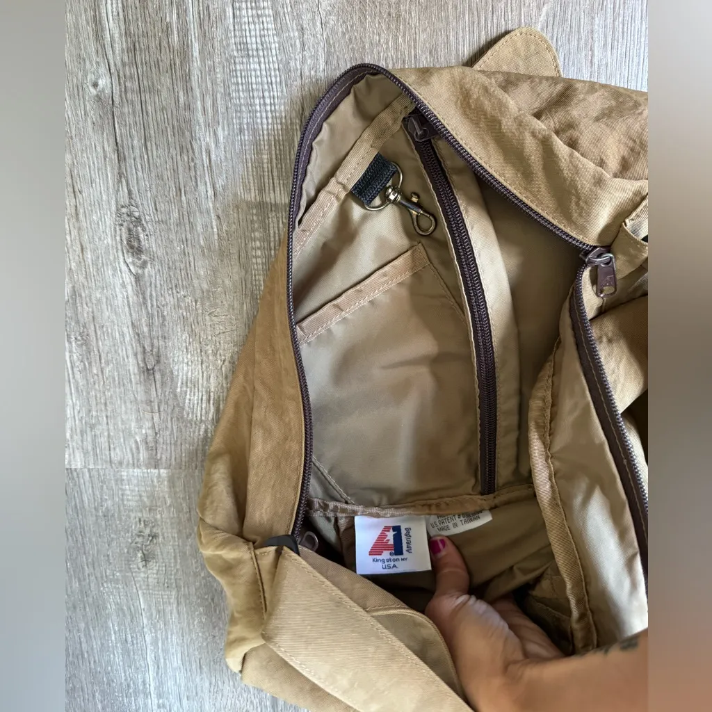 Ameri Bag Healthy Back Travel Bag Crossbody Sling Bag Canvas Brown Tan - Image 8