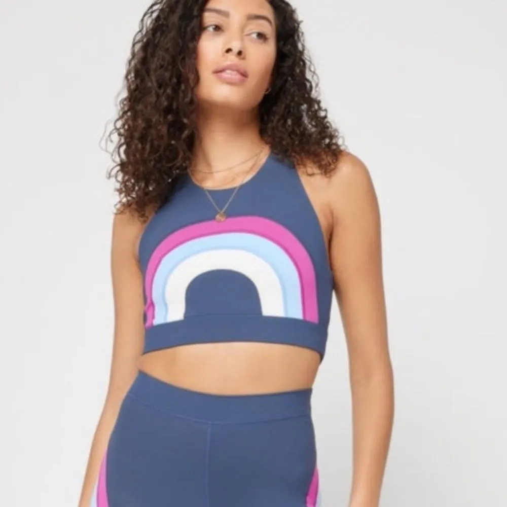 Revolve L*Space L Chasing‎ Rainbows Crop Top Sports Bra Gray Boho Hippie Sporty - Image 2
