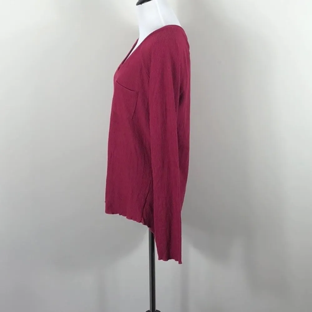 Make Model Sweater Ribbed Red V Neck - Image 2