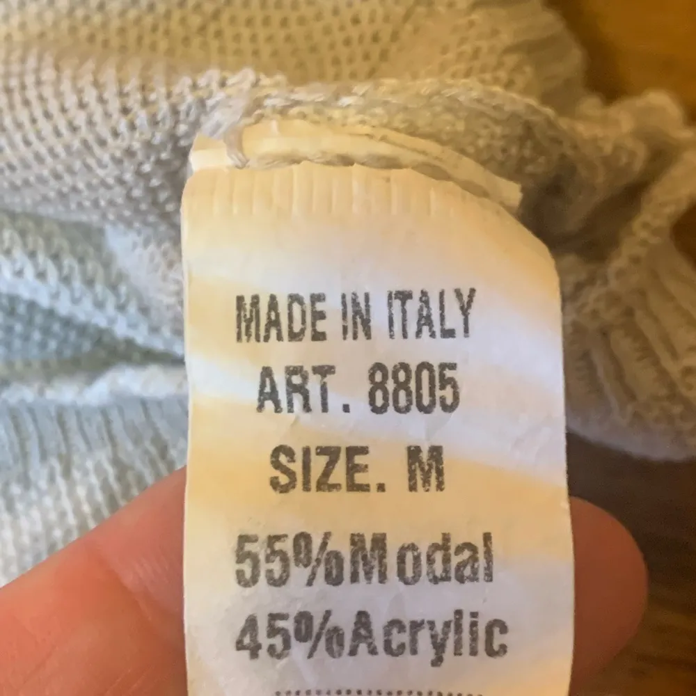 Angela top Medium Beige Brown Blue waffle knit, tie - Image 4