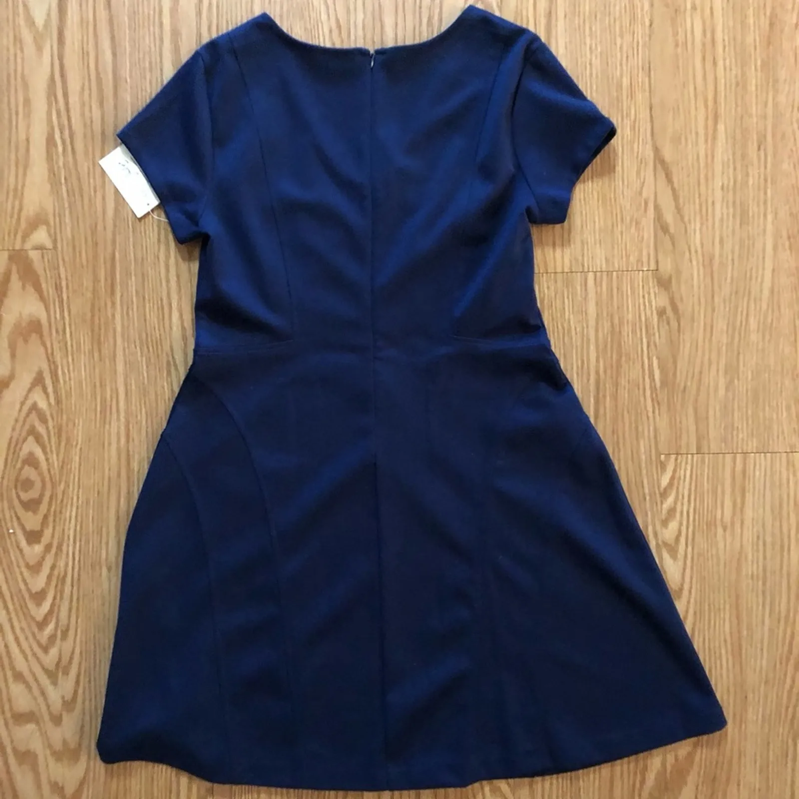 Maison Jules Blu Notte Fit & Flare Blue Pleated Mini Dress Womens Large - Image 8