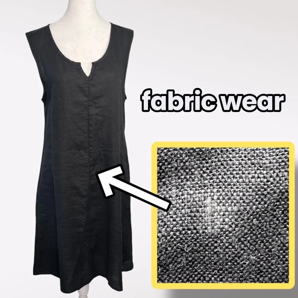 Flax Black Linen Midi Dress  Small - Image 9