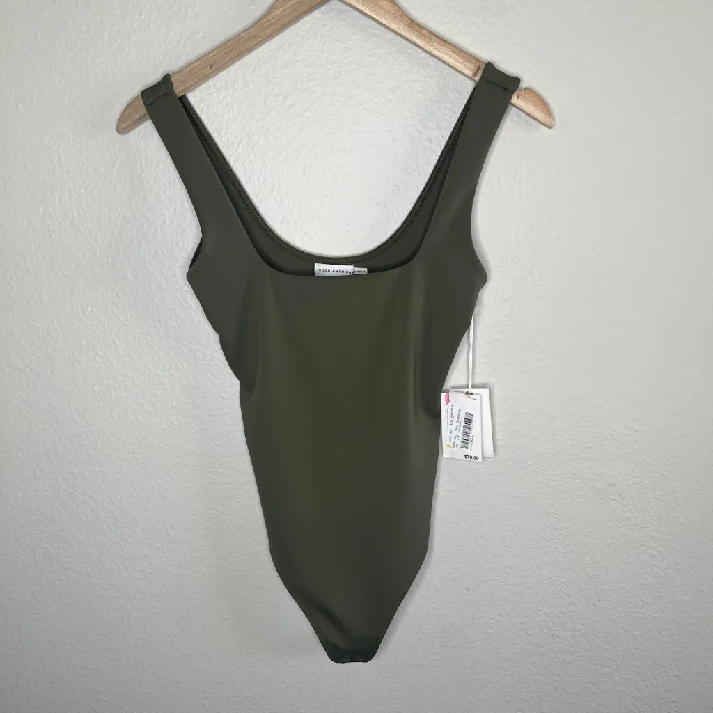 Good American Womens Olive Green Sleeveless Thong Bodysuit medium - Image 3