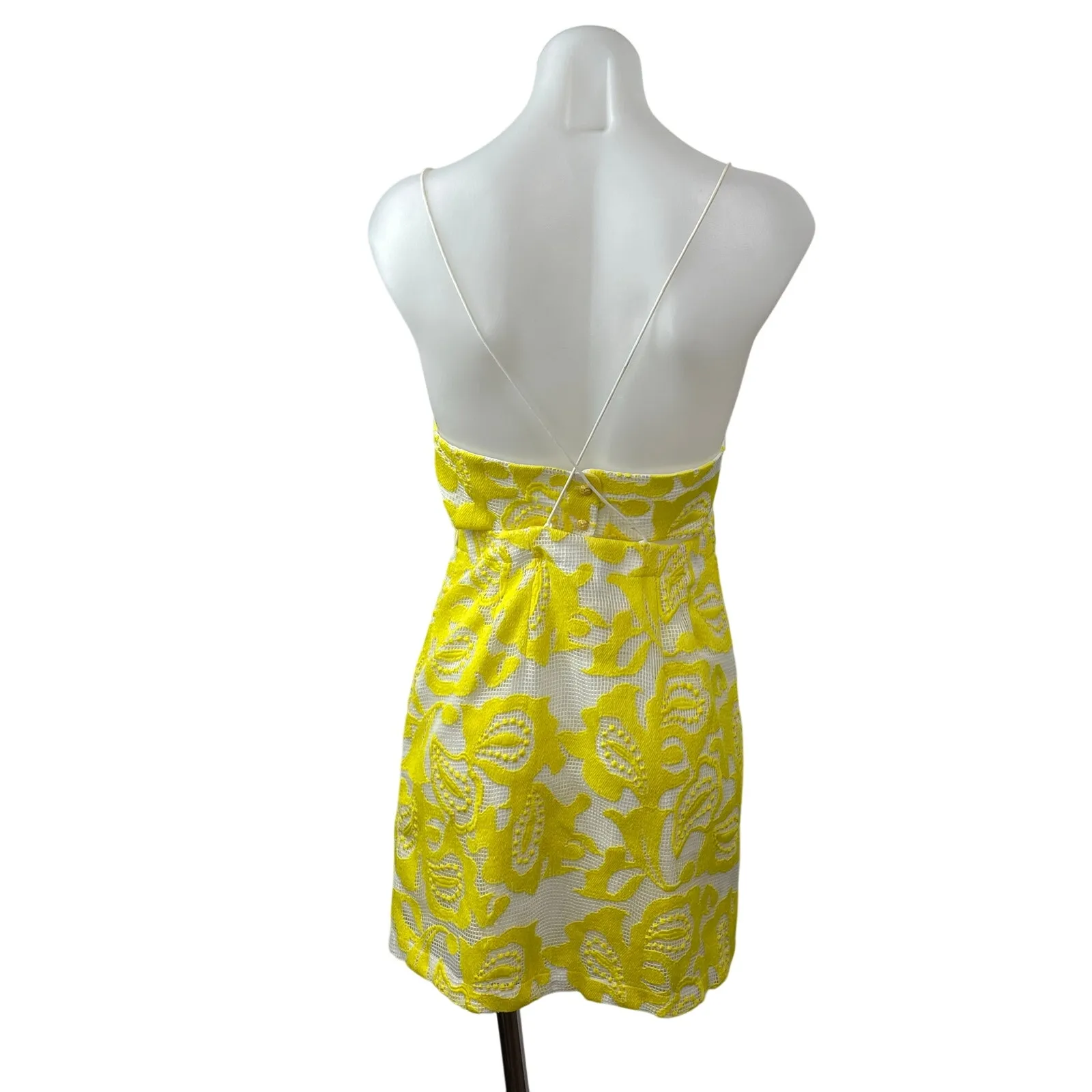 Anthropologie Maeve Yellow Paisley Lace Embroidered Cami Mini Sheath Dress Sz 0 - Image 5
