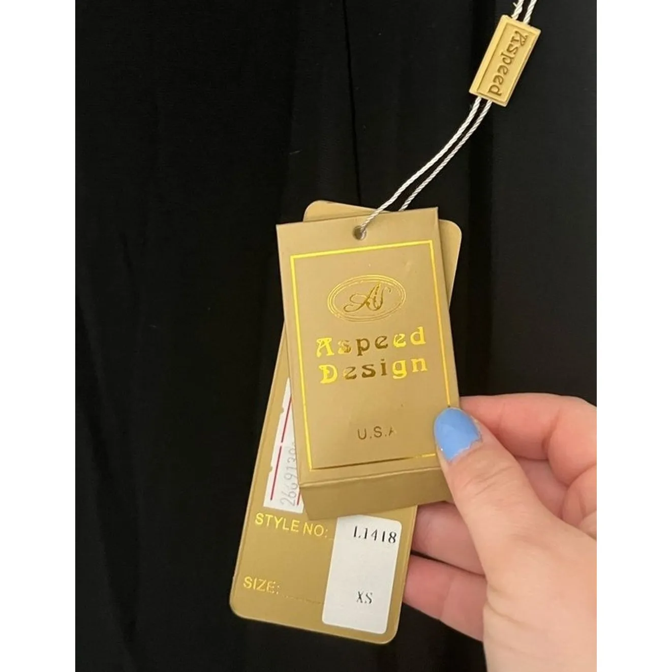 Aspeed Design Women's Black Hand Beaded Formal Evening Gown NWT Dress XS Wedding - Image 8