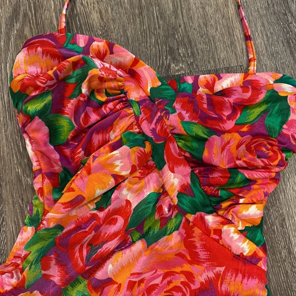 Vintage 90s  swimsuit floral bright tropical slimming Small - Image 3