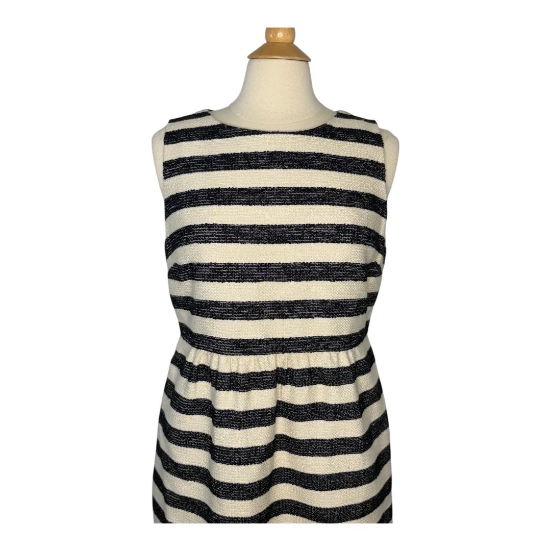 Crown & Ivy Striped Dress Sleeveless Petite Navy White Tweed Women‎ Size 14P New - Image 2