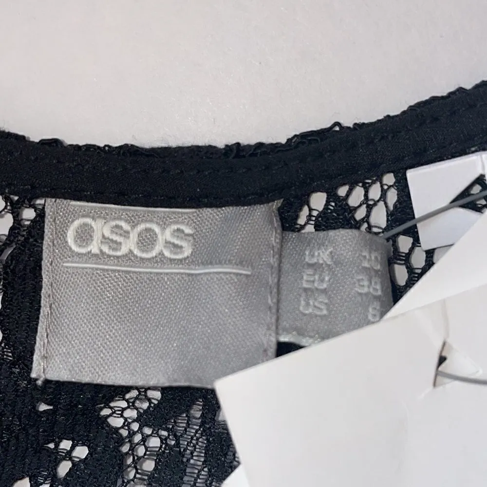 ASOS Petite Black Lace V Neck Long‎ Sleeve Midi Sheath Dress - Image 7