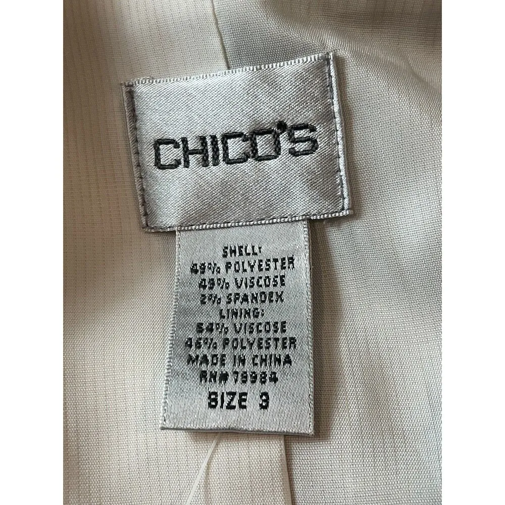 Chico’s 3/4 Sleeve Flax Tan Polished Weave Cerelia Shirt Jacket Sz 3 (XL) NWT - Image 9