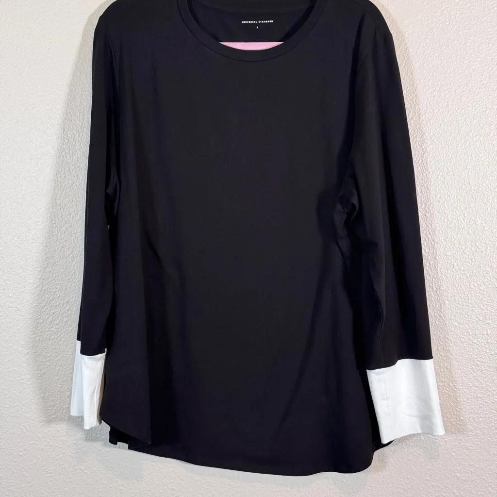 Universal Standard Black White Colorblock Oversized Tee Shirt Womens L Basic - Image 8