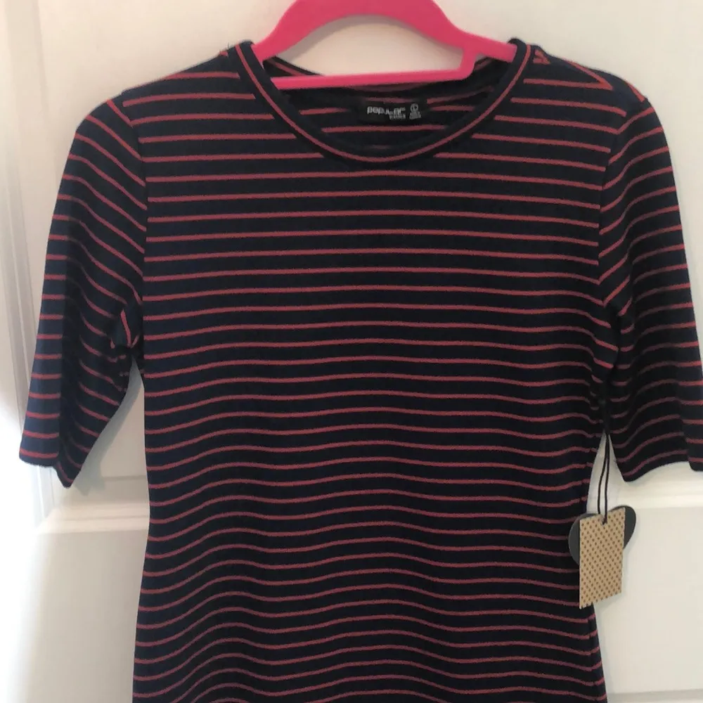 Popular Basics Navy/Red Striped Body-con Dress Large NEW!!! - Image 3