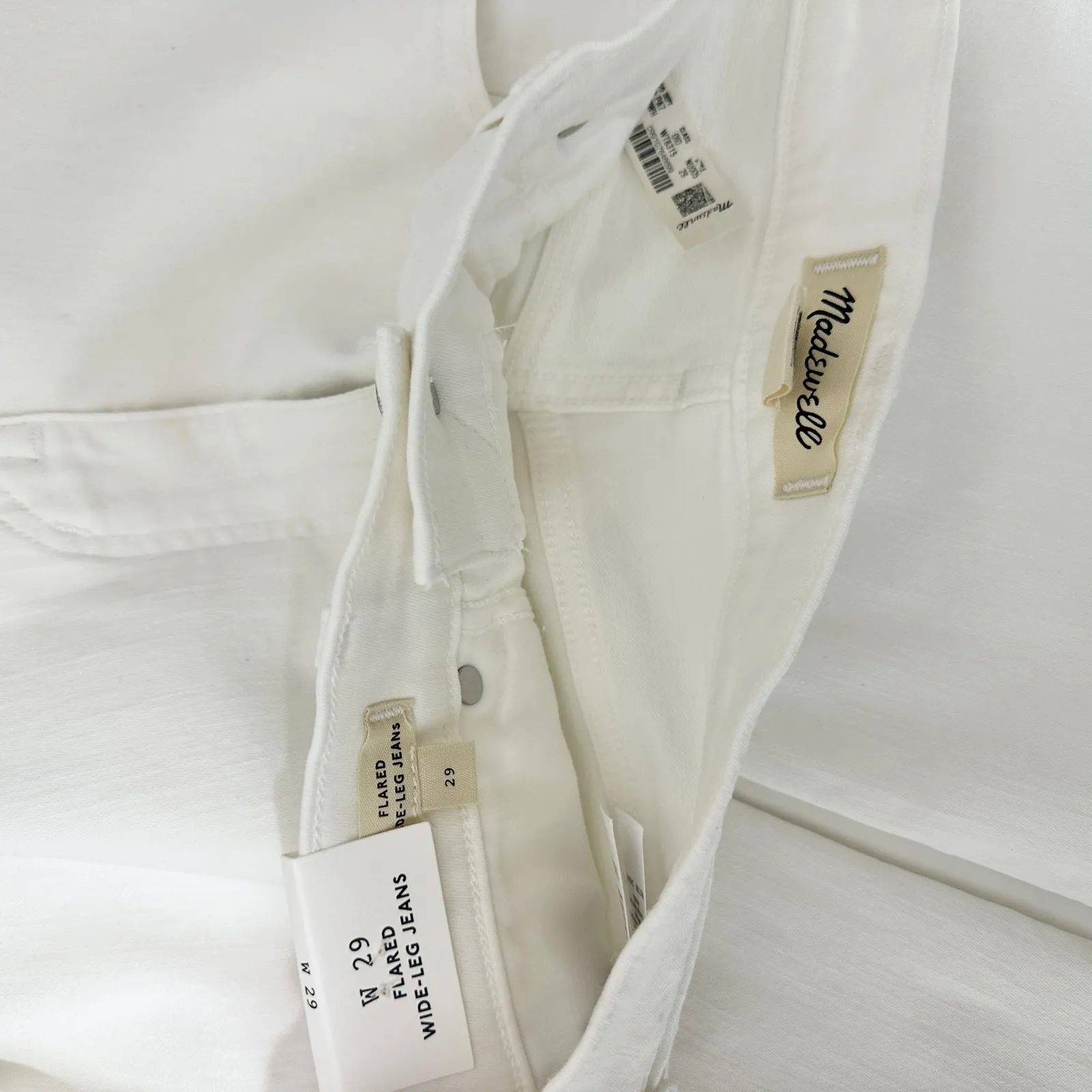 Madewell Flared Wide Leg Crop Jeans Pure White Stretch Denim High Rise US 29 NWT - Image 13
