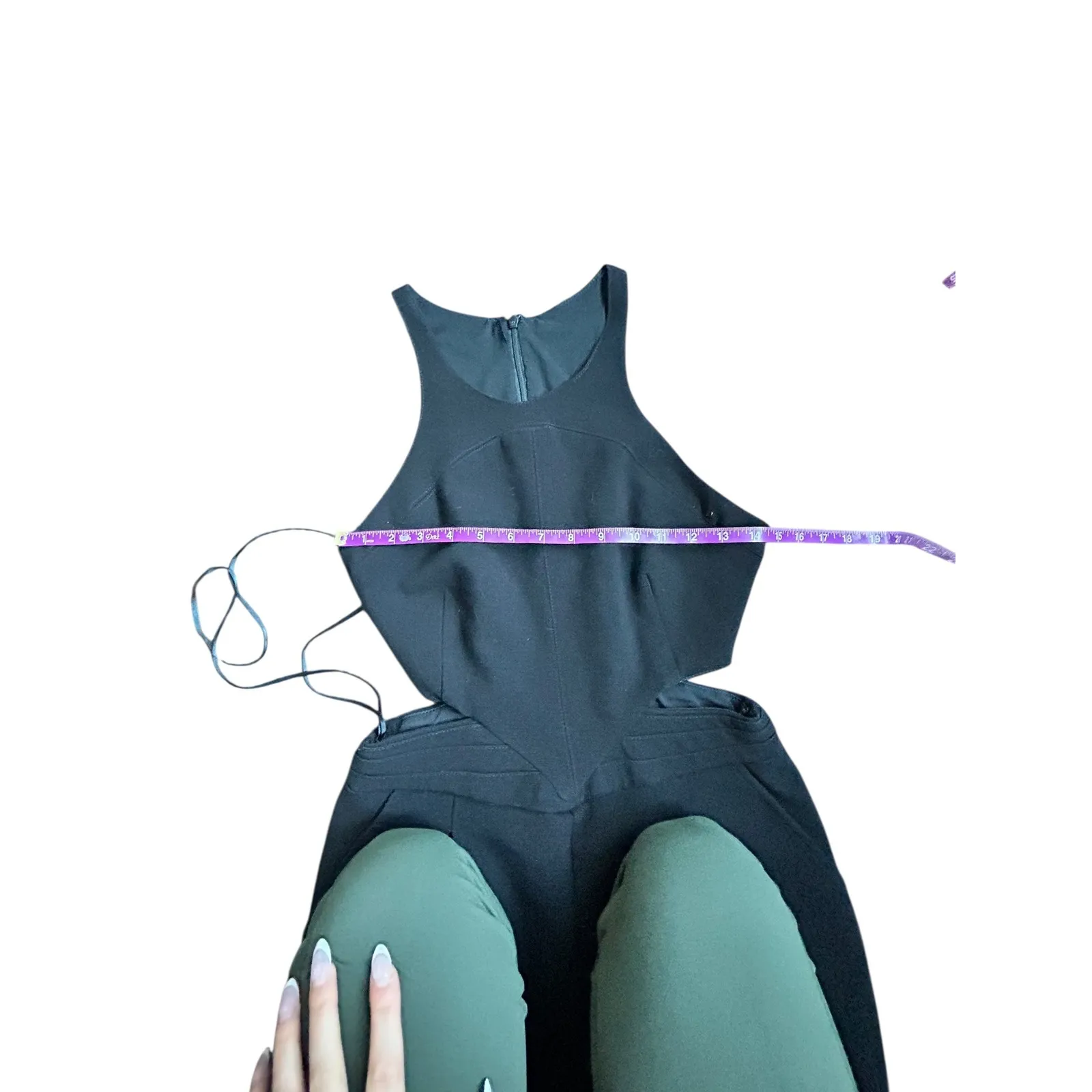 HUNTER BELL NEW YORK Katie Jumpsuit Black Sleeveless Cutout Size 8 - Image 4