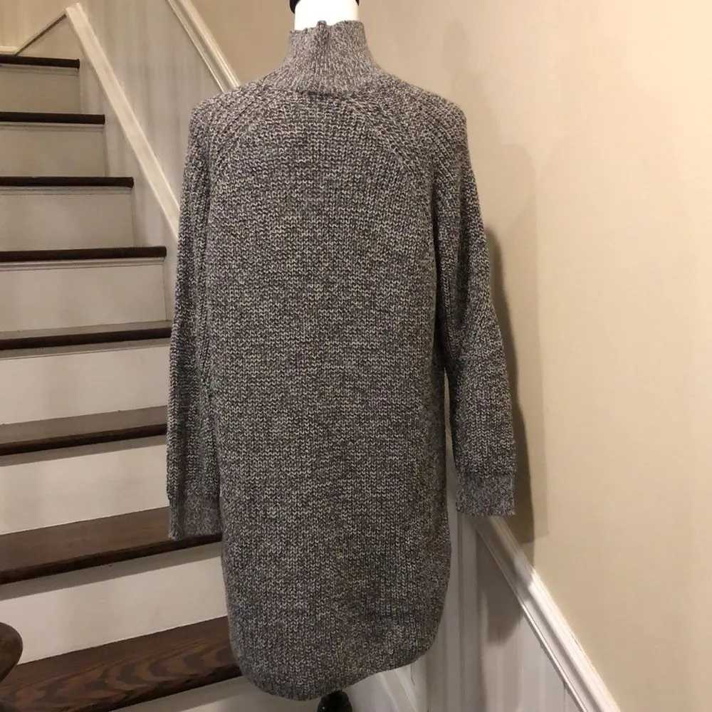 TOPSHOP Grey Marled Knit Mock Neck Long Sleeve Sweater Dress Size 8 - Image 6