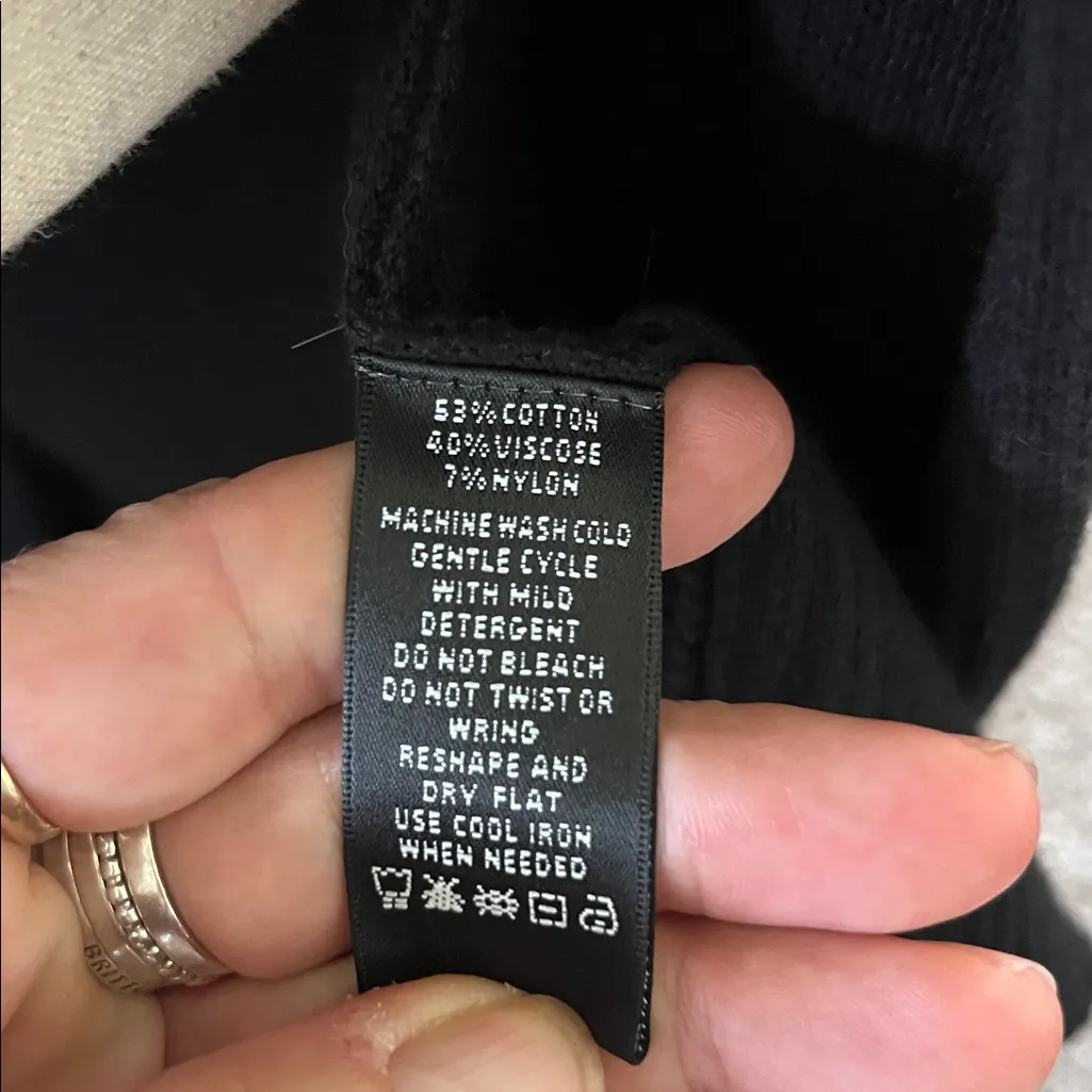 Avec Long Sleeveless Ribbed Cardigan Vest Black Size M - Image 5