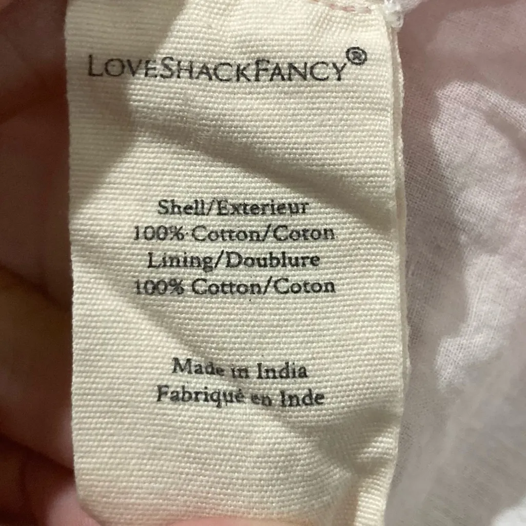 LoveShackFancy pink and white tiered mini skirt with floral embroidery. Size XS - Image 6