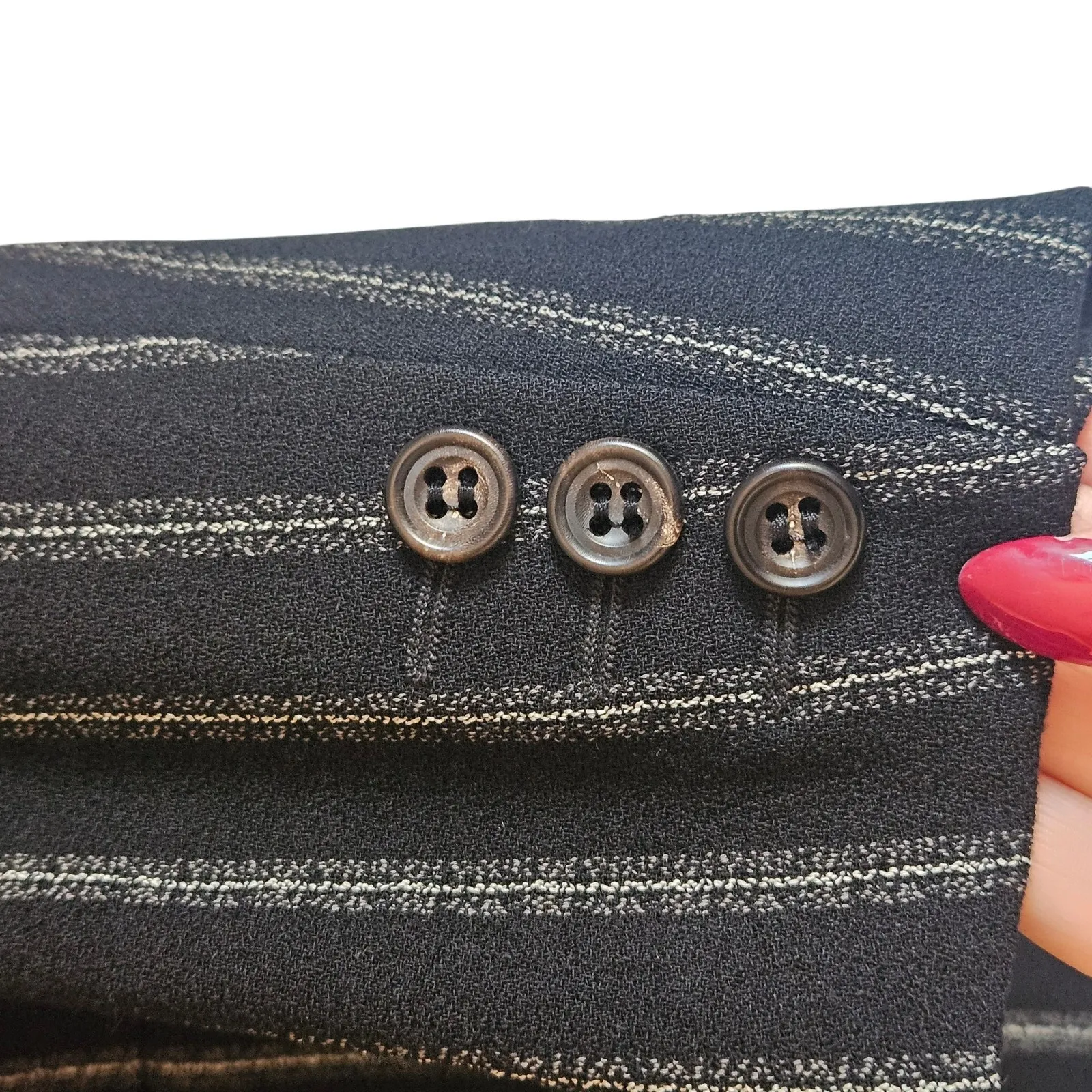 Apara Paris Pinstripe Blazer Women's Business Casual Wool Size 42‎ / XL Blue - Image 6