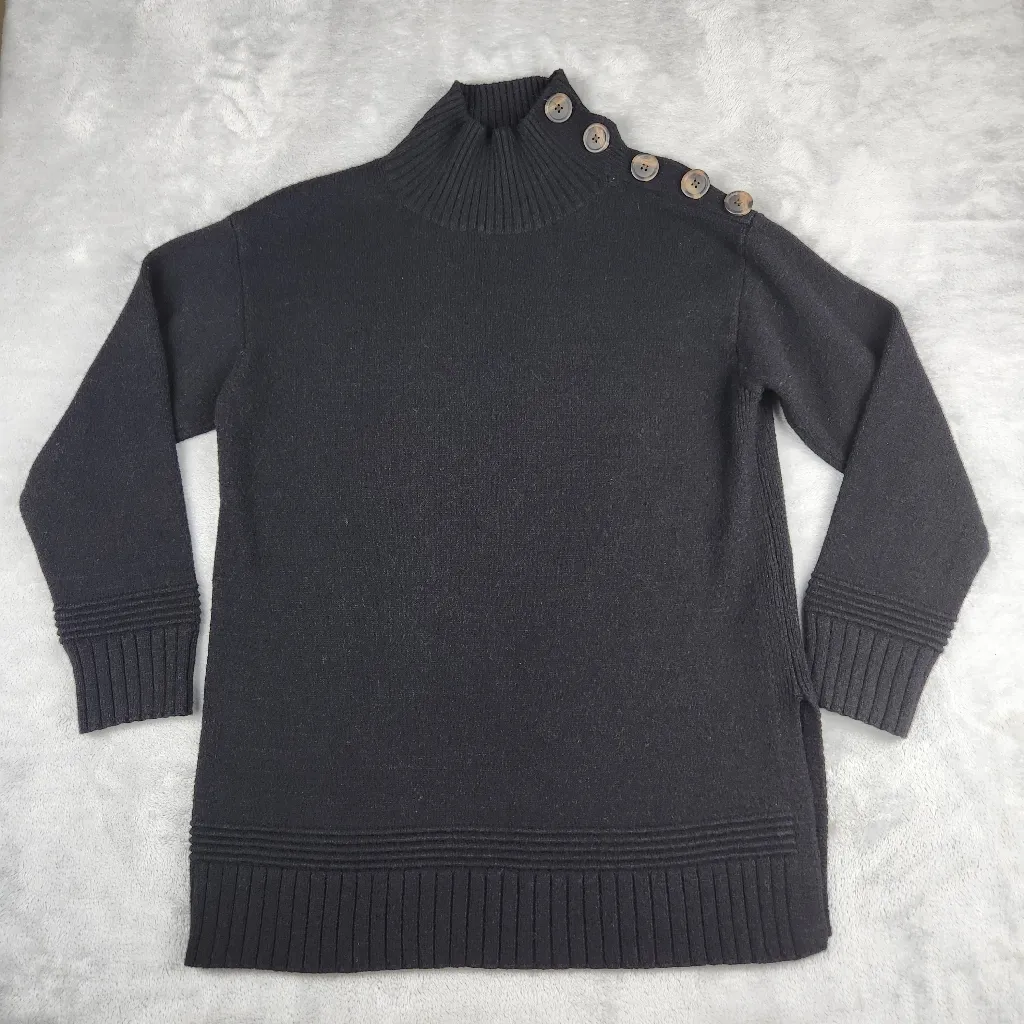 Anthropologie Margarita Mock Neck Tunic Sweater Black Minimalist Size S Small - Image 4