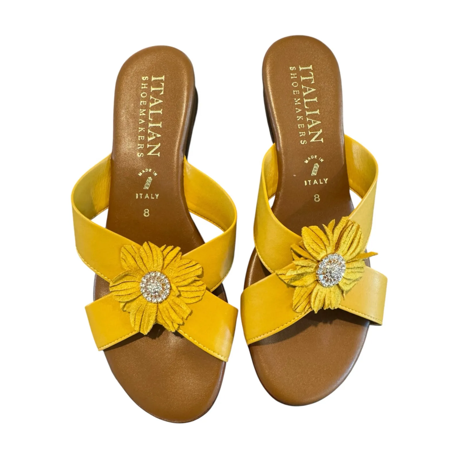 Italian Shoemakers Yellow Flower Leather Sandals Women’s Size 8 - Image 6