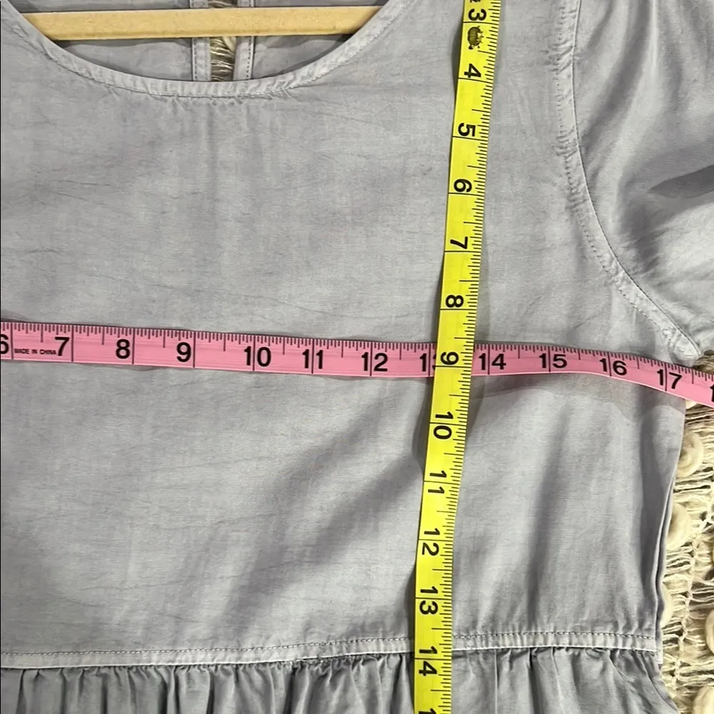 Tea n Rose Gray Dusty Light Blue Empire Waist Dress with Scoop Neckline - Image 5