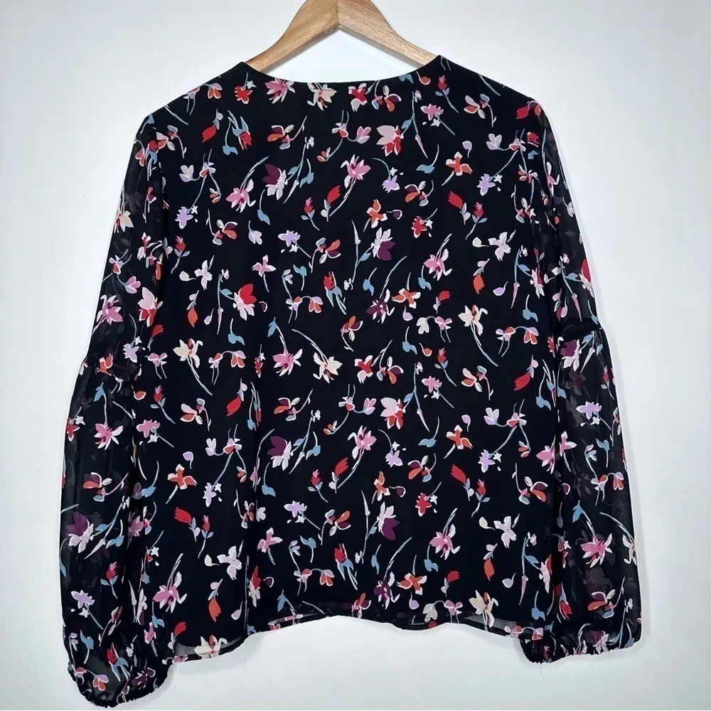 Madewell NWT Drifting Flowers Shirred-Sleeve V-Neck Top Size Large - Image 7