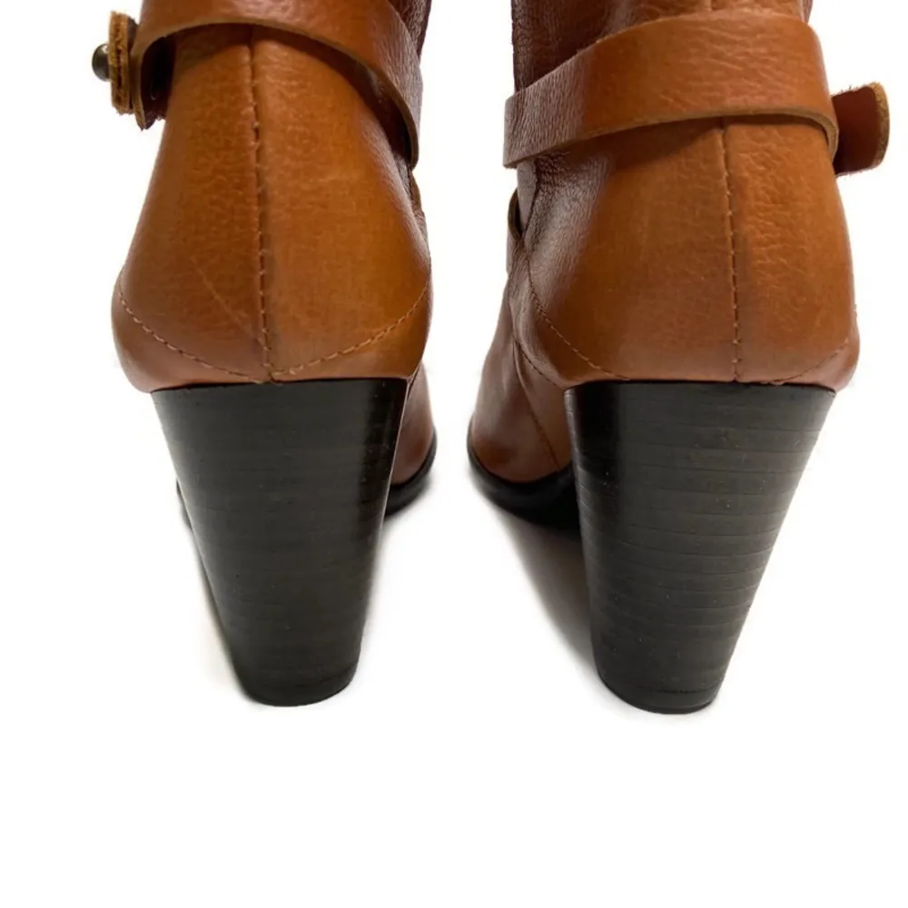 Lilimill Leather Mid Calf Heeled Cognac Boots 36 Size 5.5 - Image 7