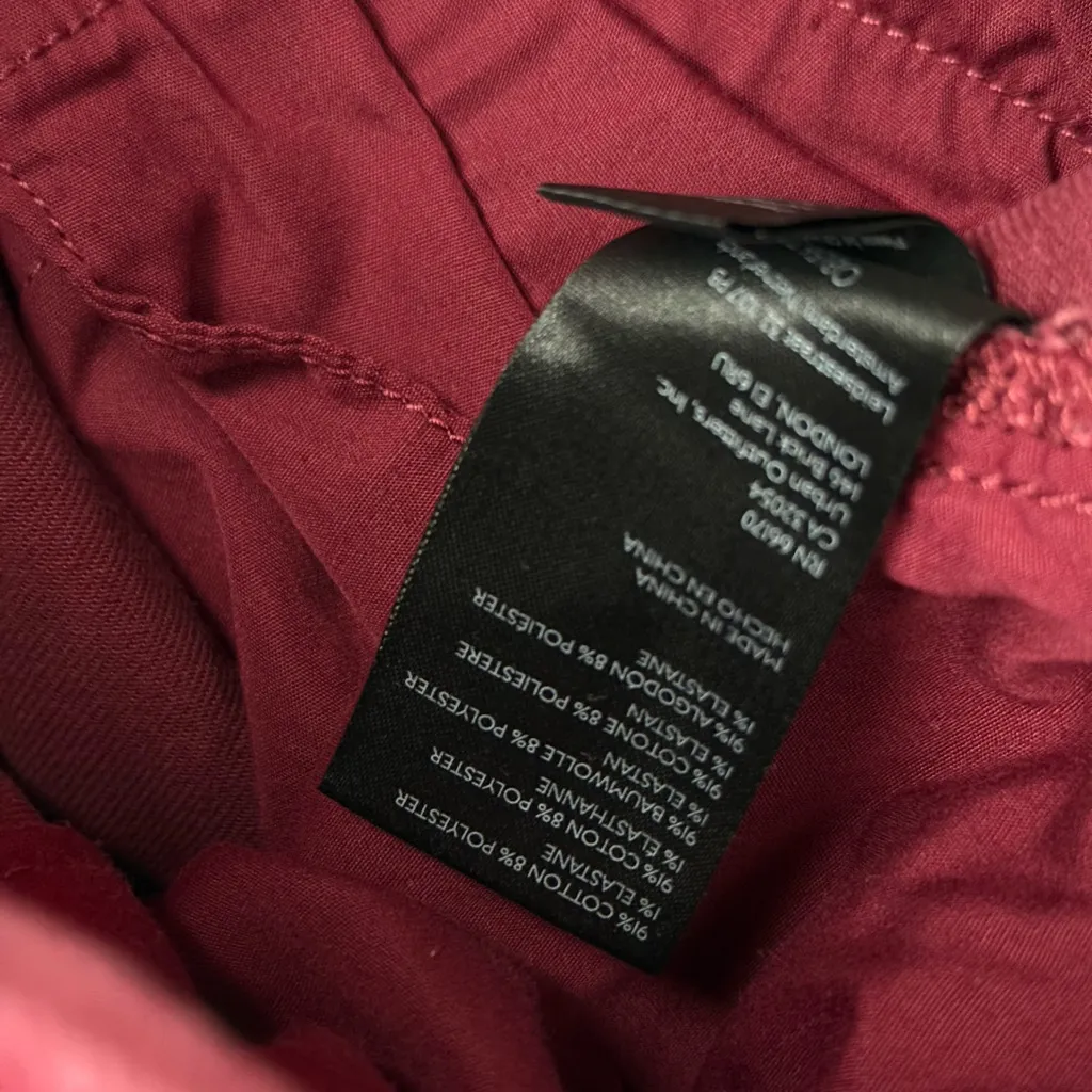 Anthropologie Maeve Wide Baggy High Rise Button Fly Jeans | Burgundy Red | 29 - Image 8