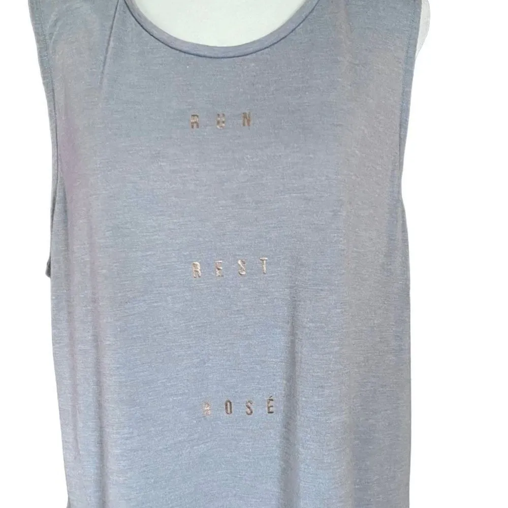 Xersion Gray Tank Top Run Rest Rose Mesh Split Hem XL - Image 7